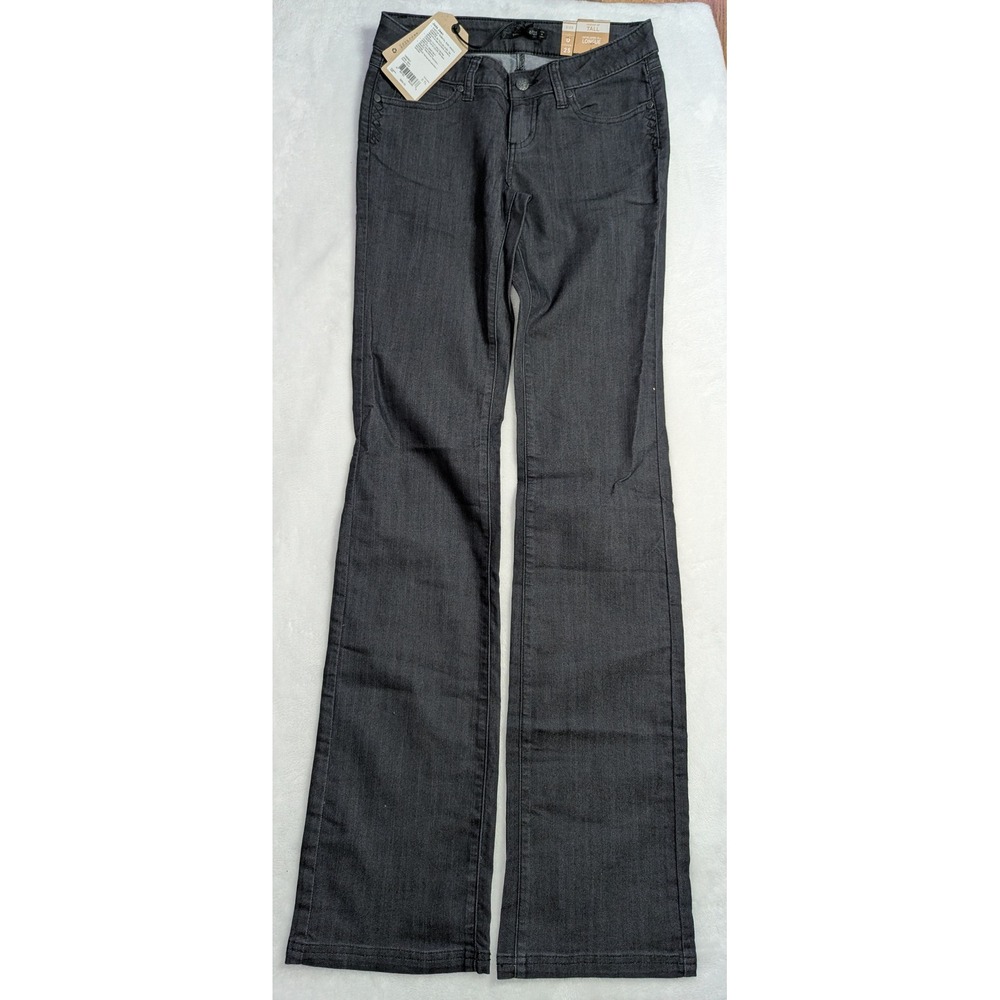 Prana Jada Jean Womens 0 Tall Dark Grey Organic Stretch Denim Mid Rise 36 Inseam